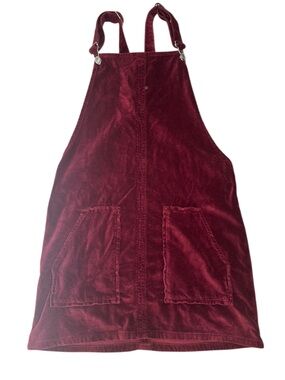 Top shot Moto Velvet Pinafore Overall Dress in Deep Burgundy Size 4
